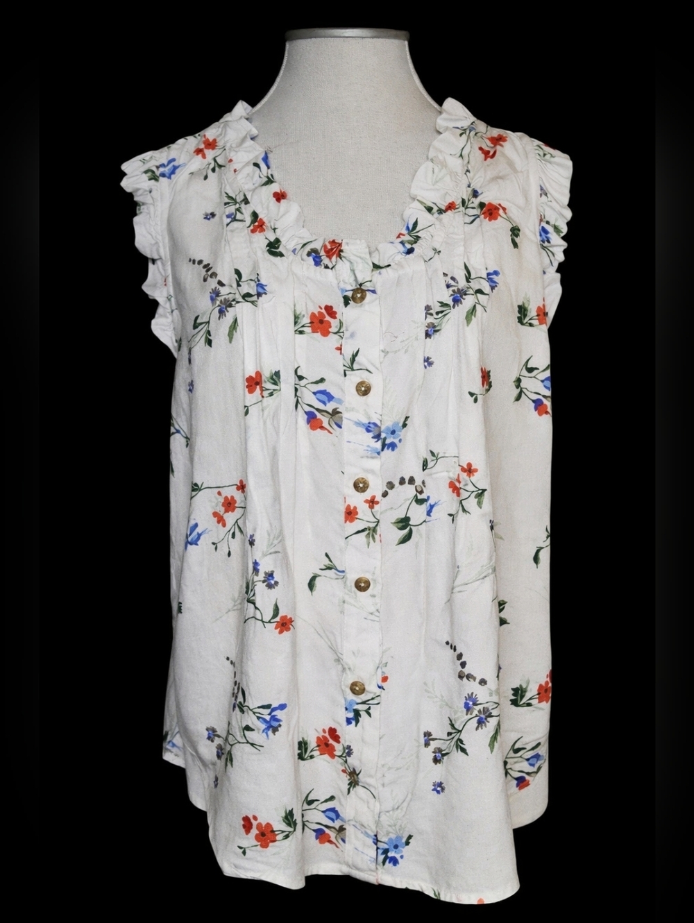 Maeve Anthropologie Floral Ruffle Blouse Boho Cottagecore Button Front Top Sz 4 - Picture 2 of 13